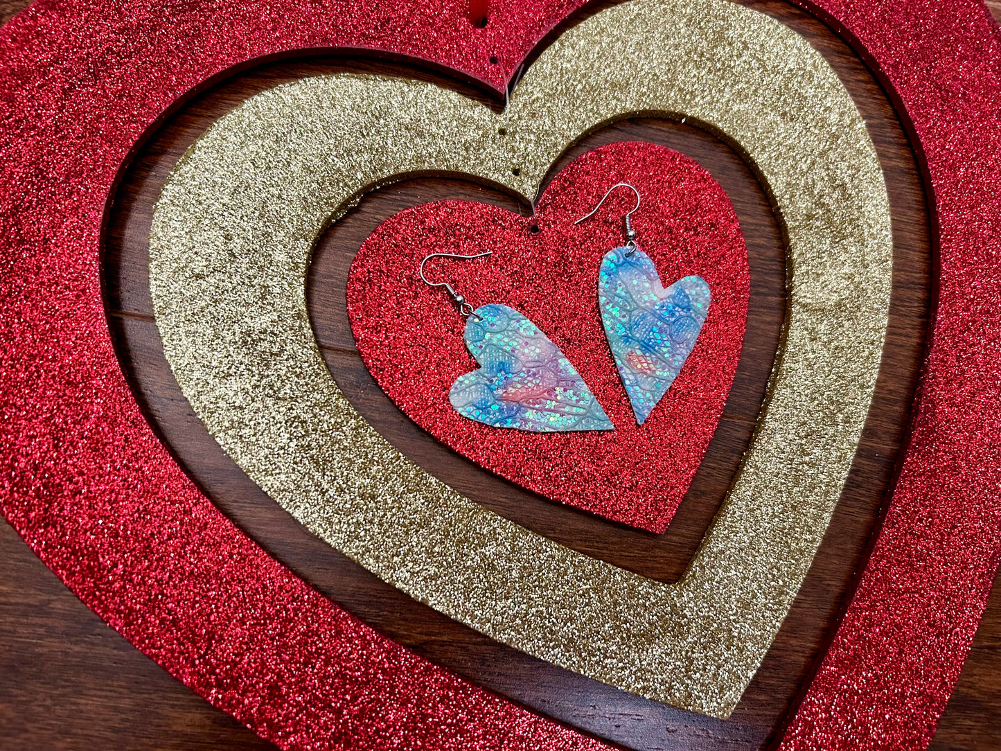 asymmetrical heart leather earrings
