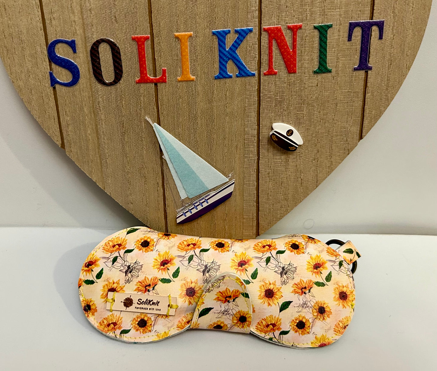 Leather sunflower Glasses case