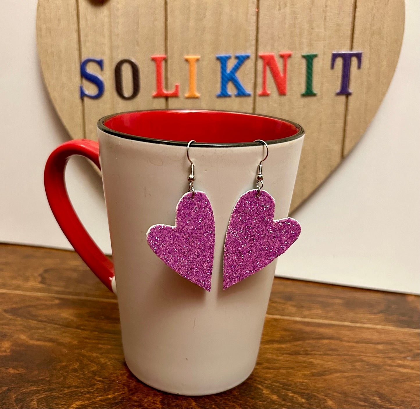 asymmetrical heart leather earrings