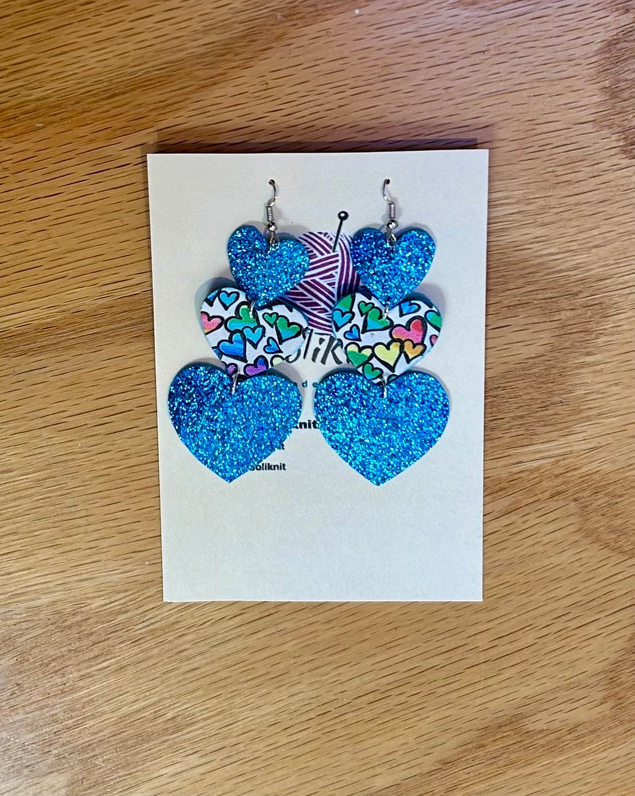 Falling triple heart leather earrings( style 3)