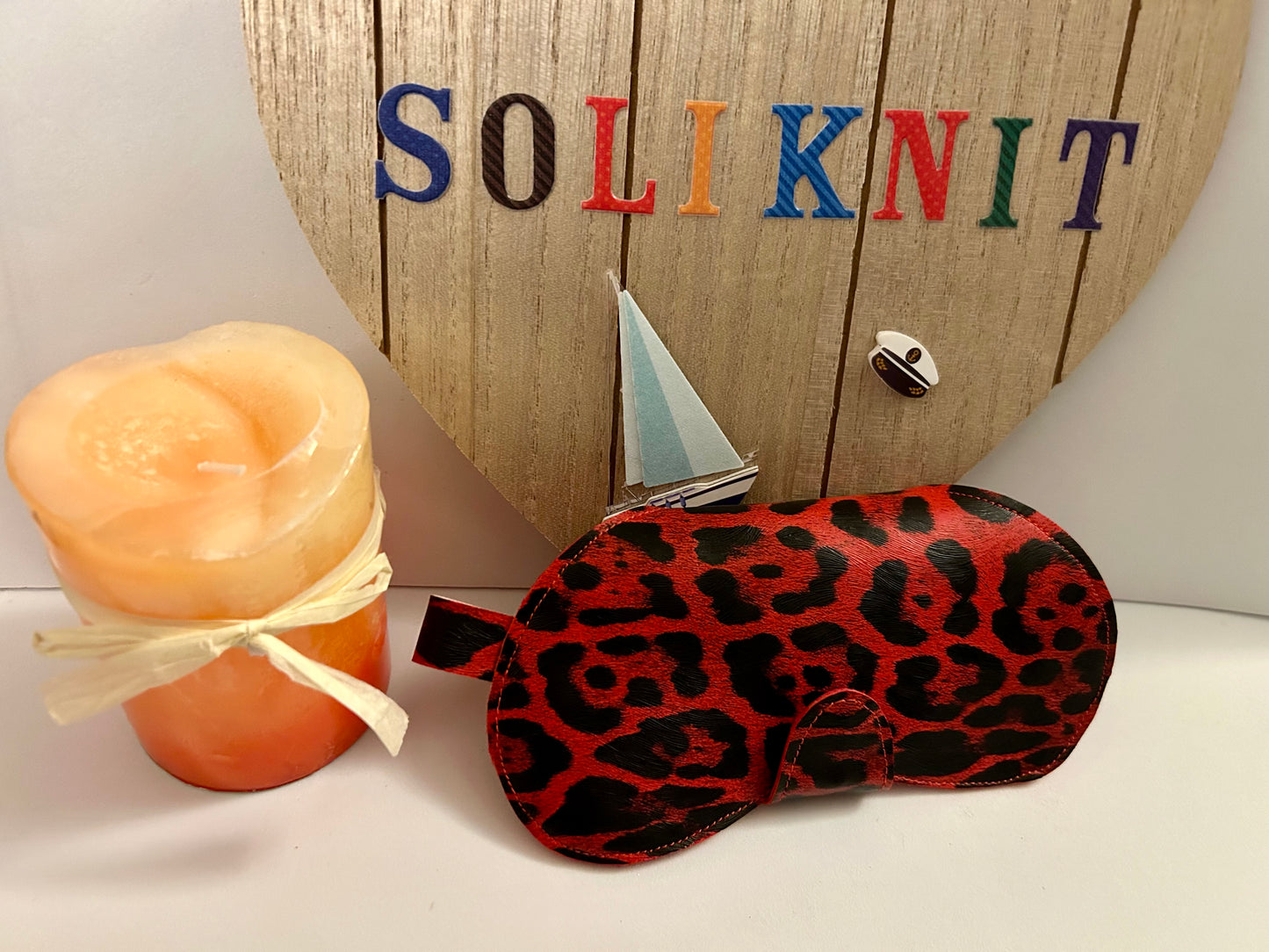 Leather red leopard Glasses case
