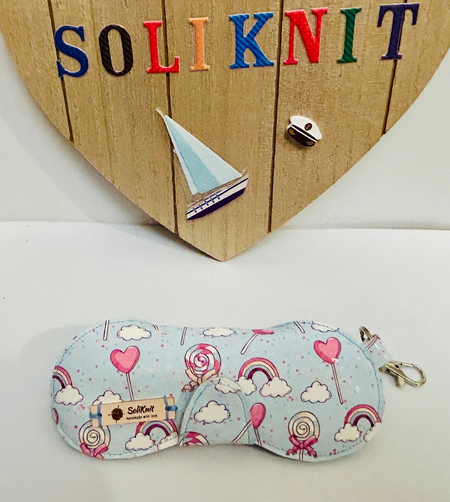Leather light blue candy Glasses case