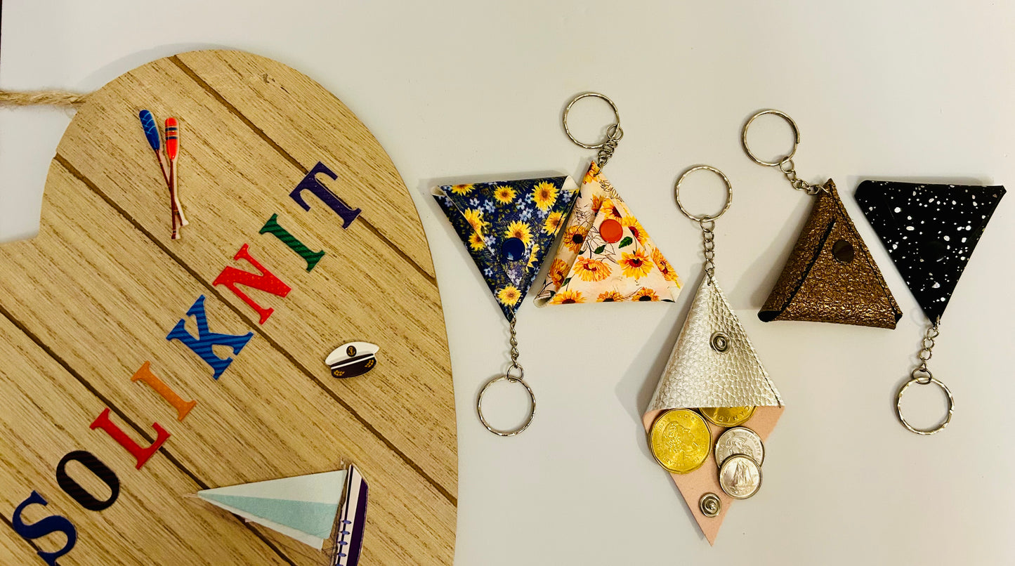 Leather Triangle Coin Purse keychain