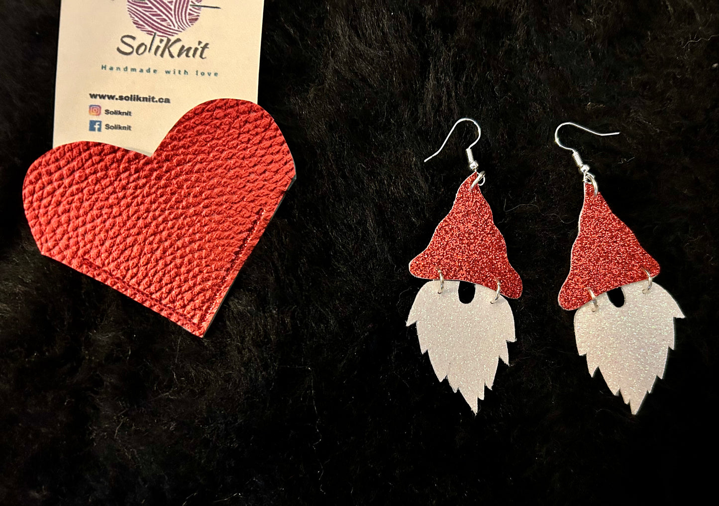 Love gnome leather earrings