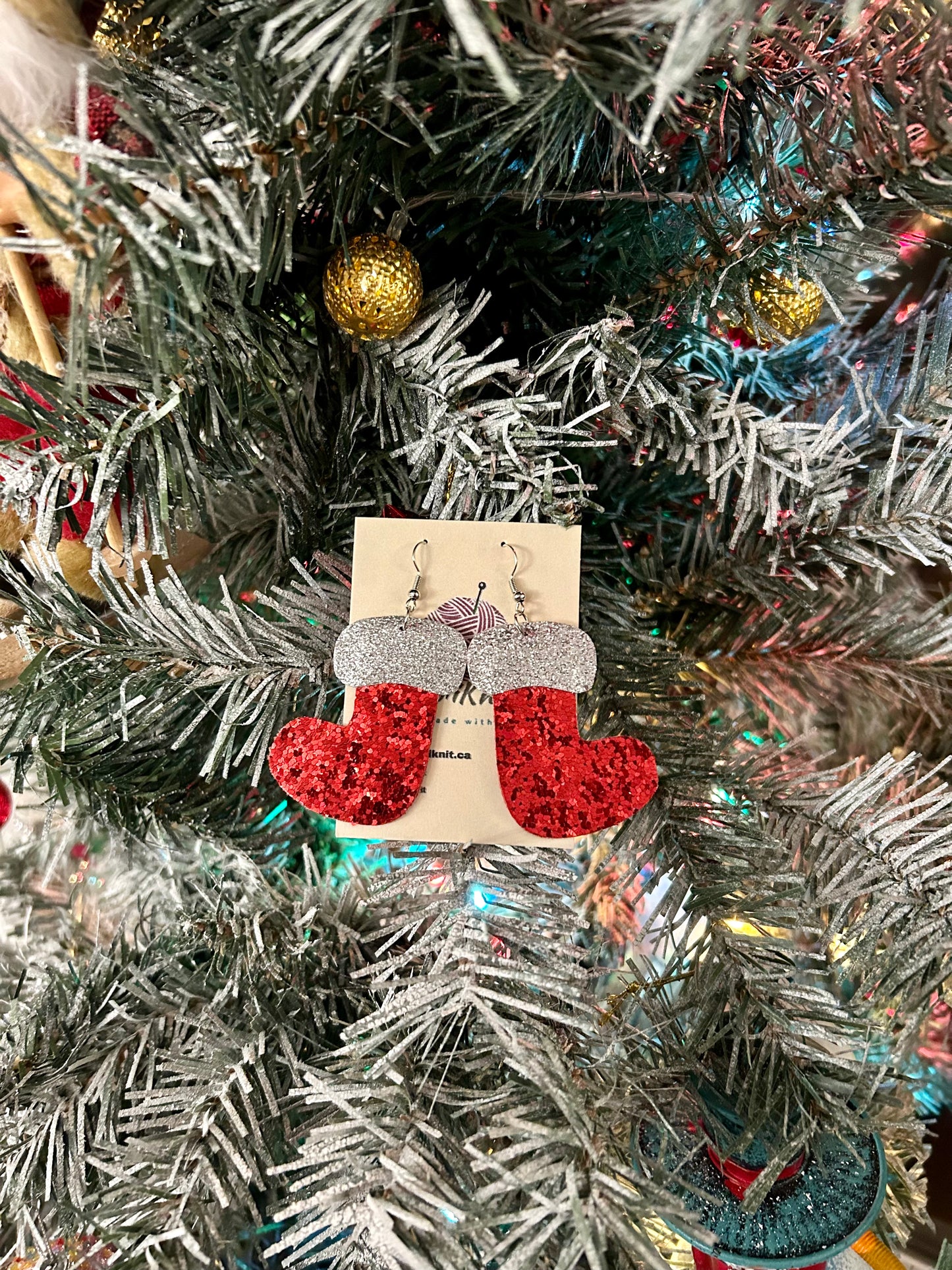 Santa boots leather earrings