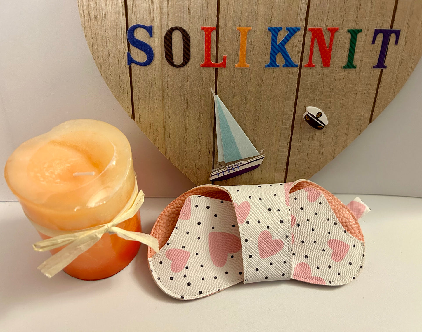 Leather pink heart Glasses case