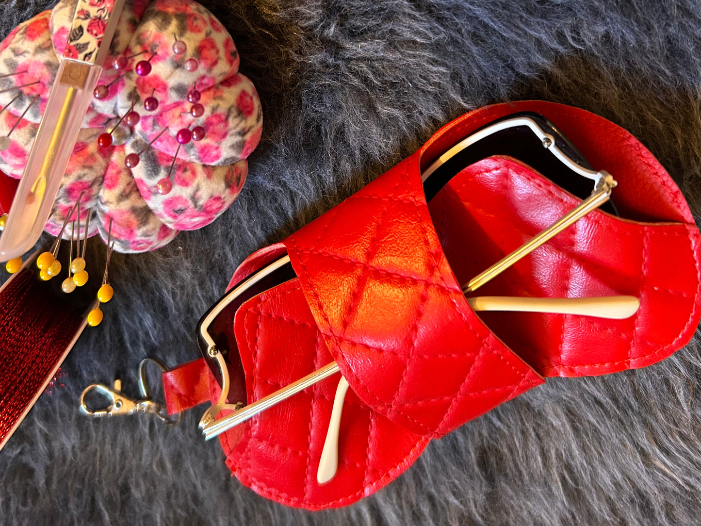 Leather Red Glasses case