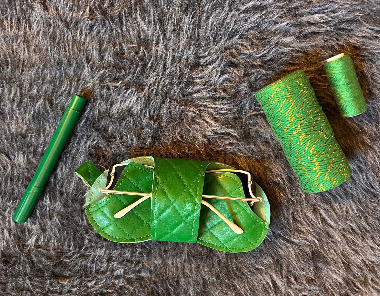 Leather Green Glasses case