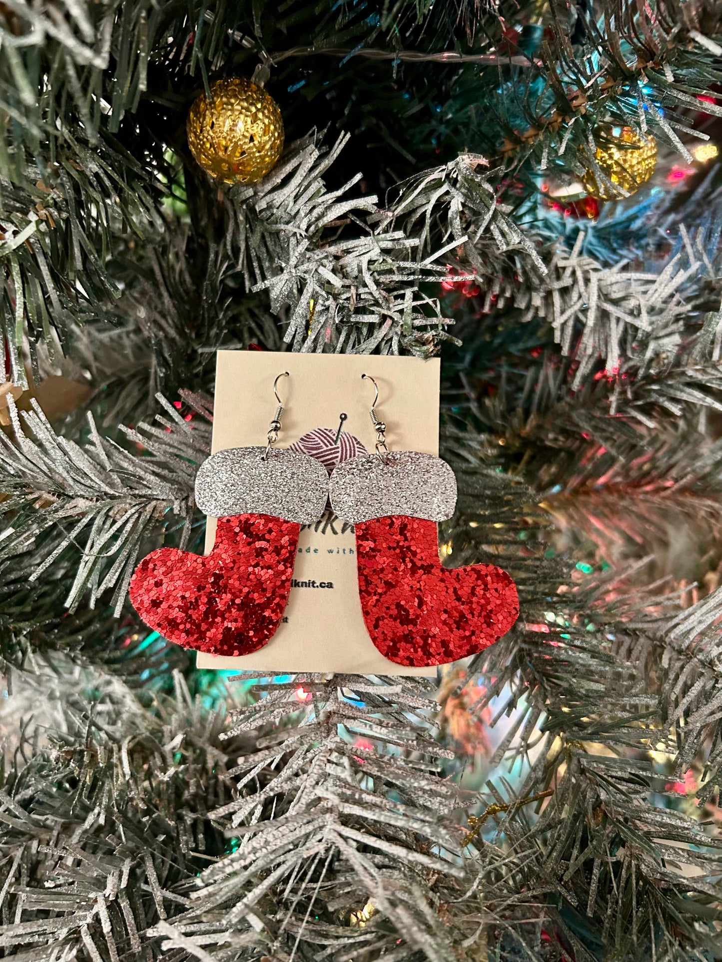 Santa boots leather earrings