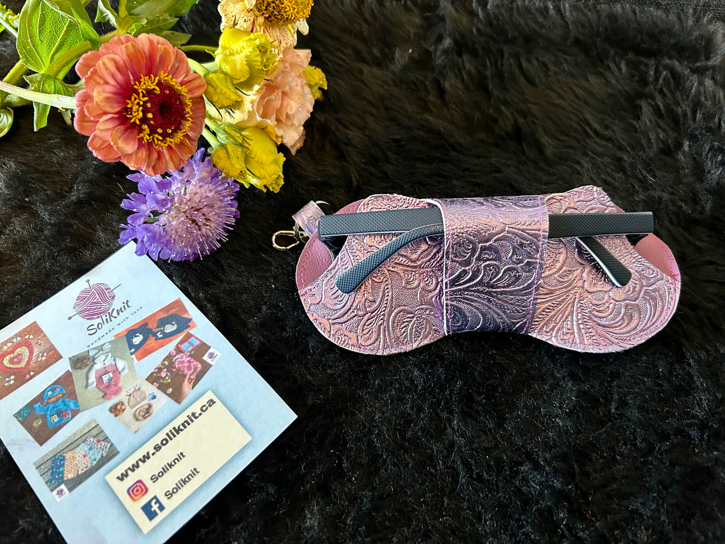 Leather purple Glasses case