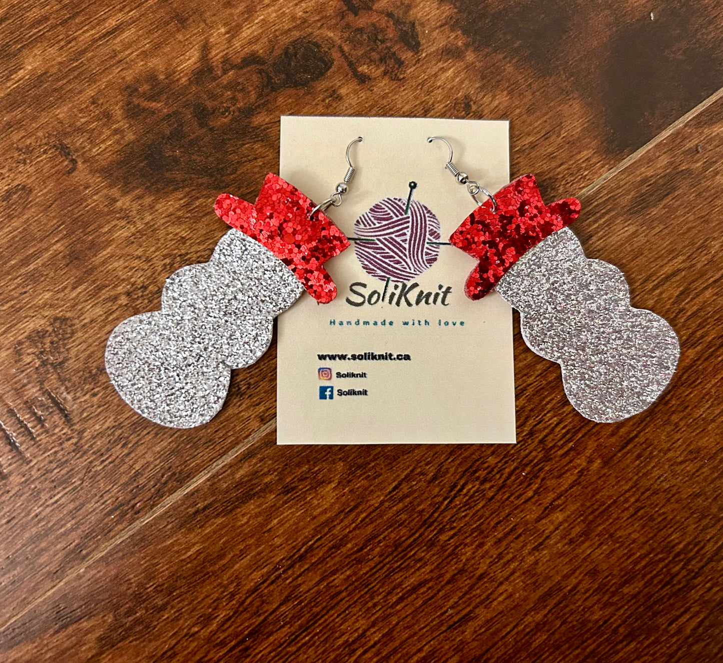 Snowman leather earrings