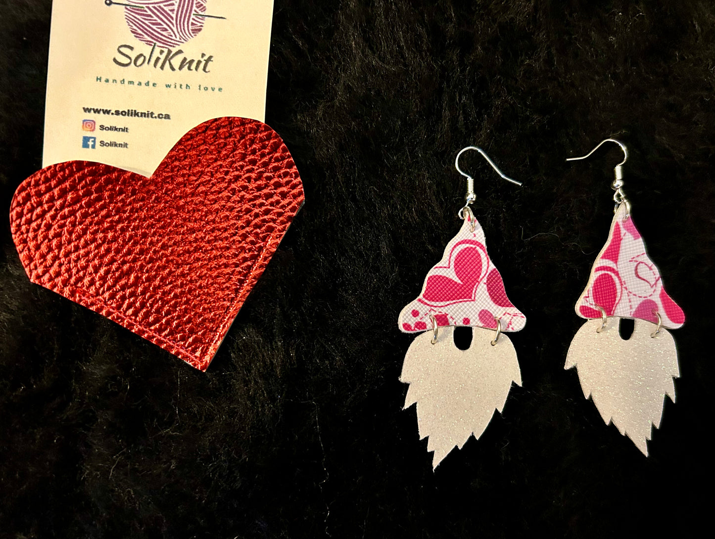 Love gnome leather earrings