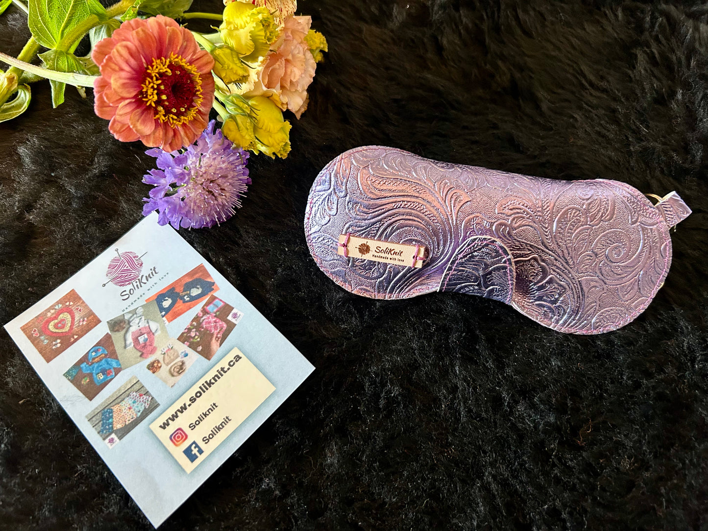Leather purple Glasses case