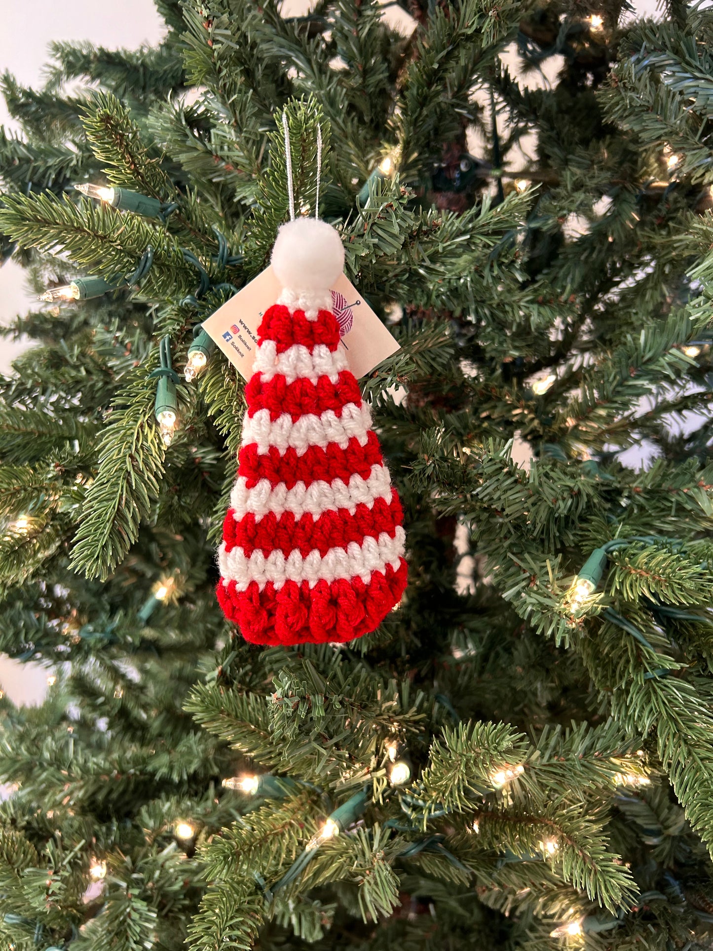 Red and white elf Hat ornament