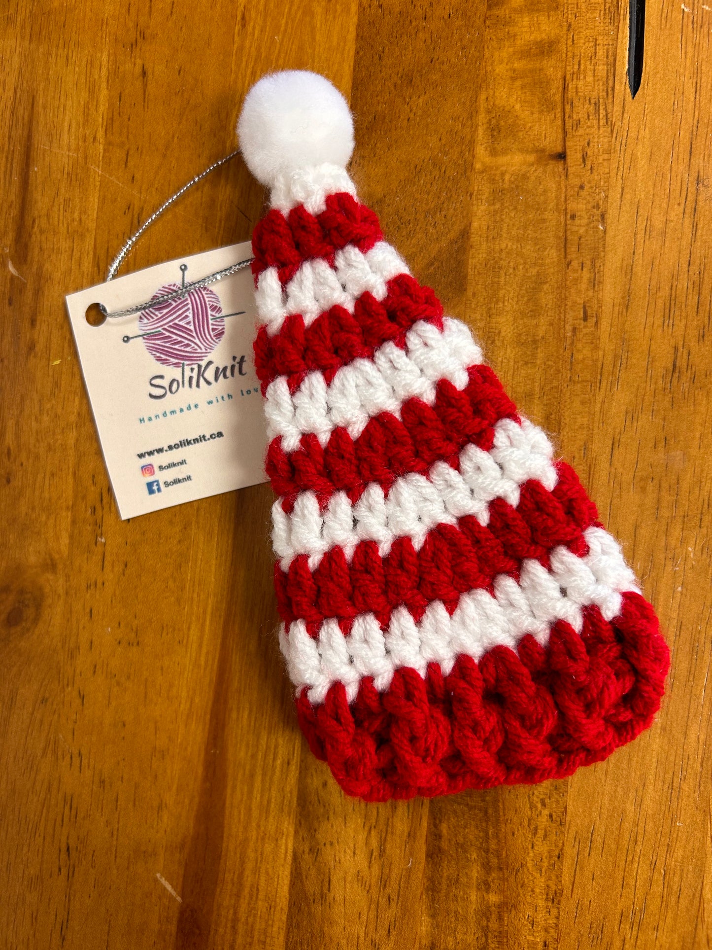 Red and white elf Hat ornament