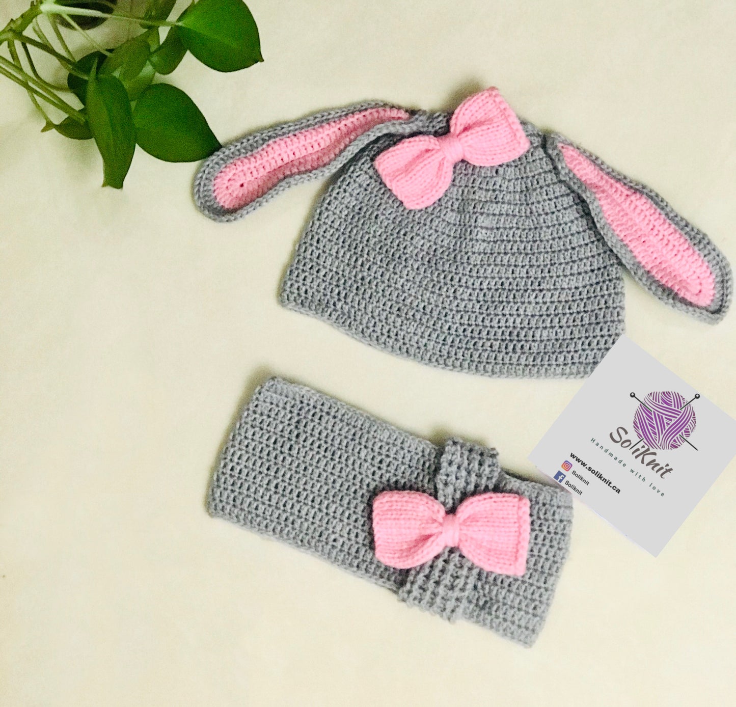 Bunny hat and neck warmer