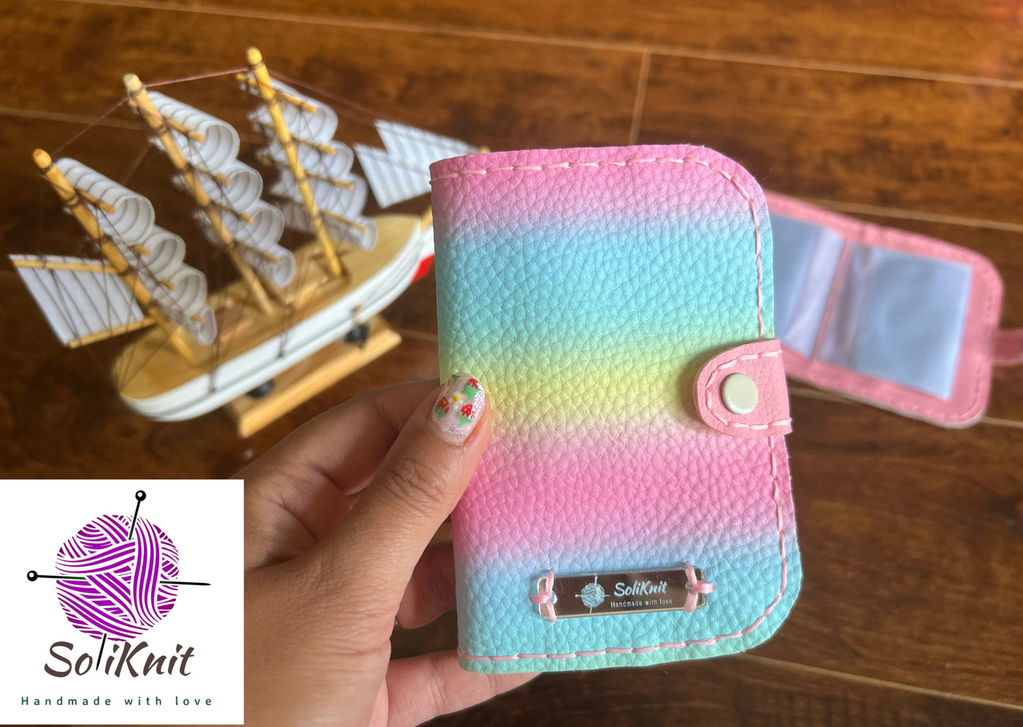 Leather card holder(rainbow)