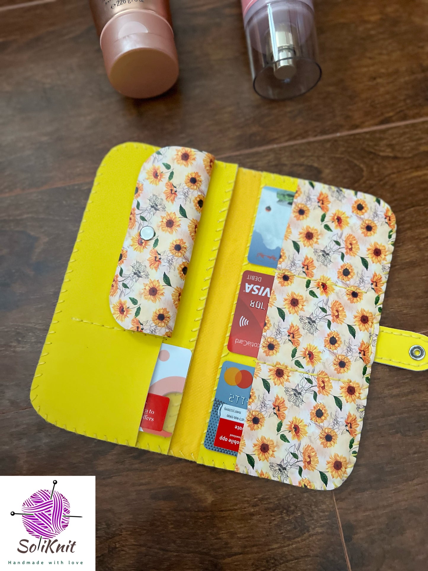 Woman leather wallet ( sun flower)