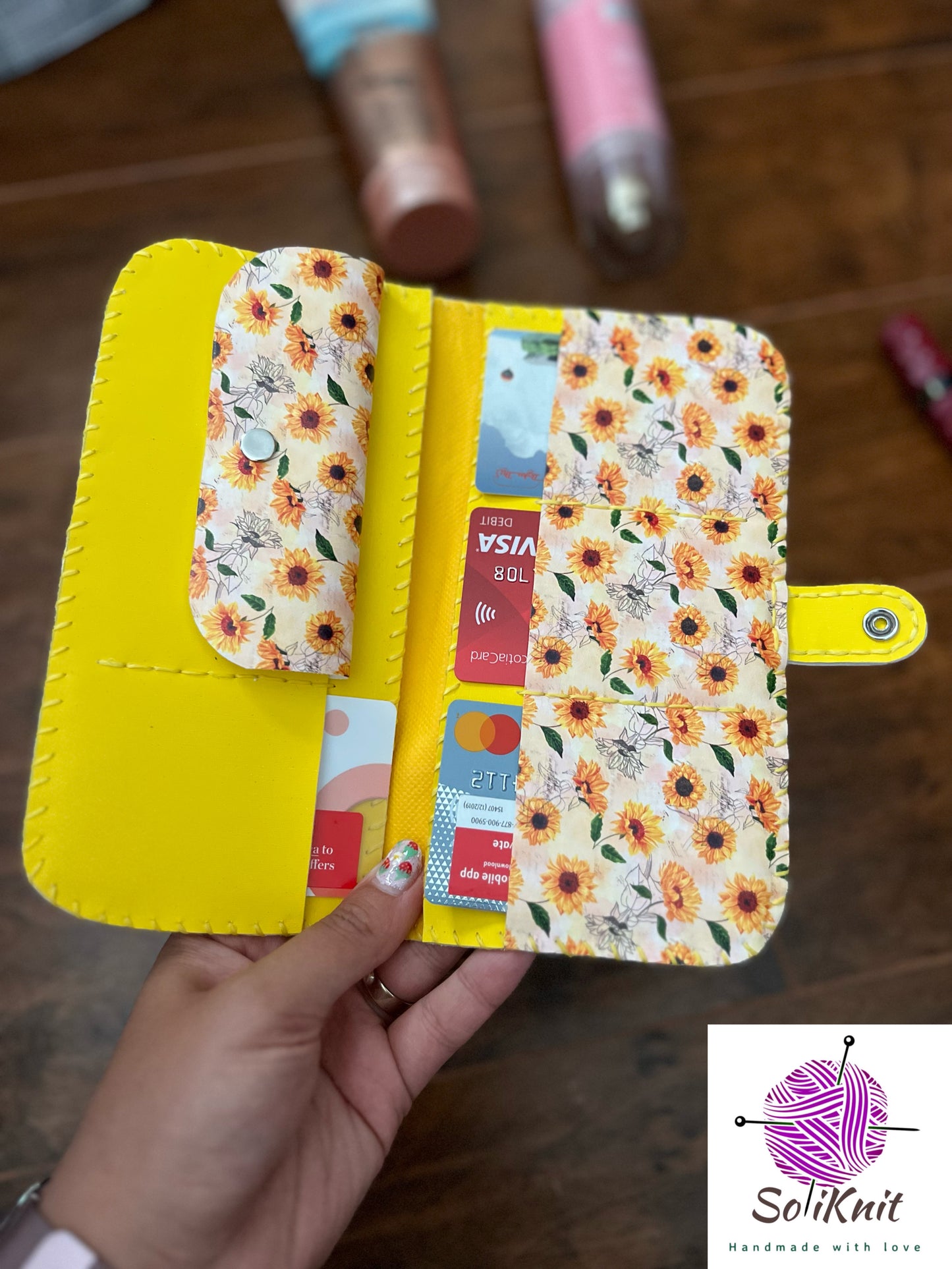Woman leather wallet ( sun flower)