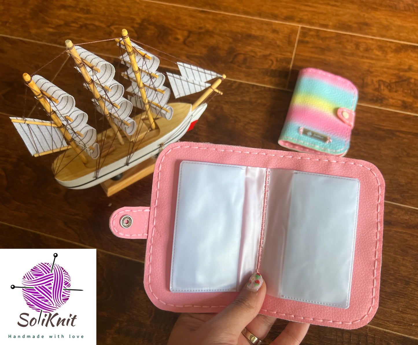 Leather card holder(rainbow)