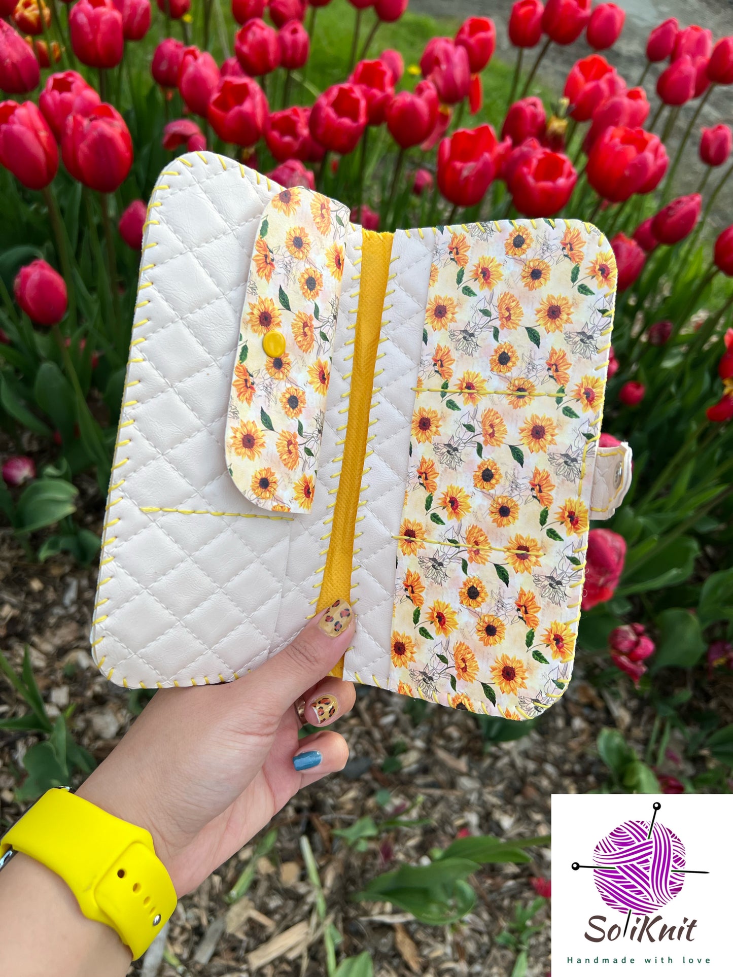 Woman leather wallet ( sun flower)