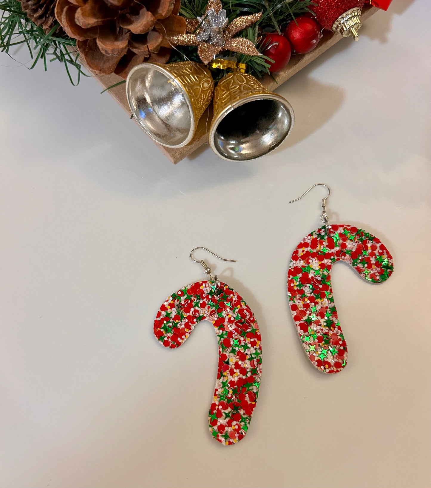 Candy cane leather earrings