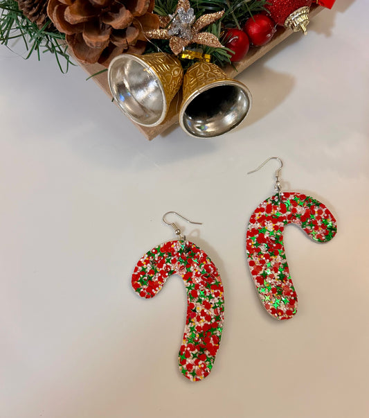 Candy cane leather earrings