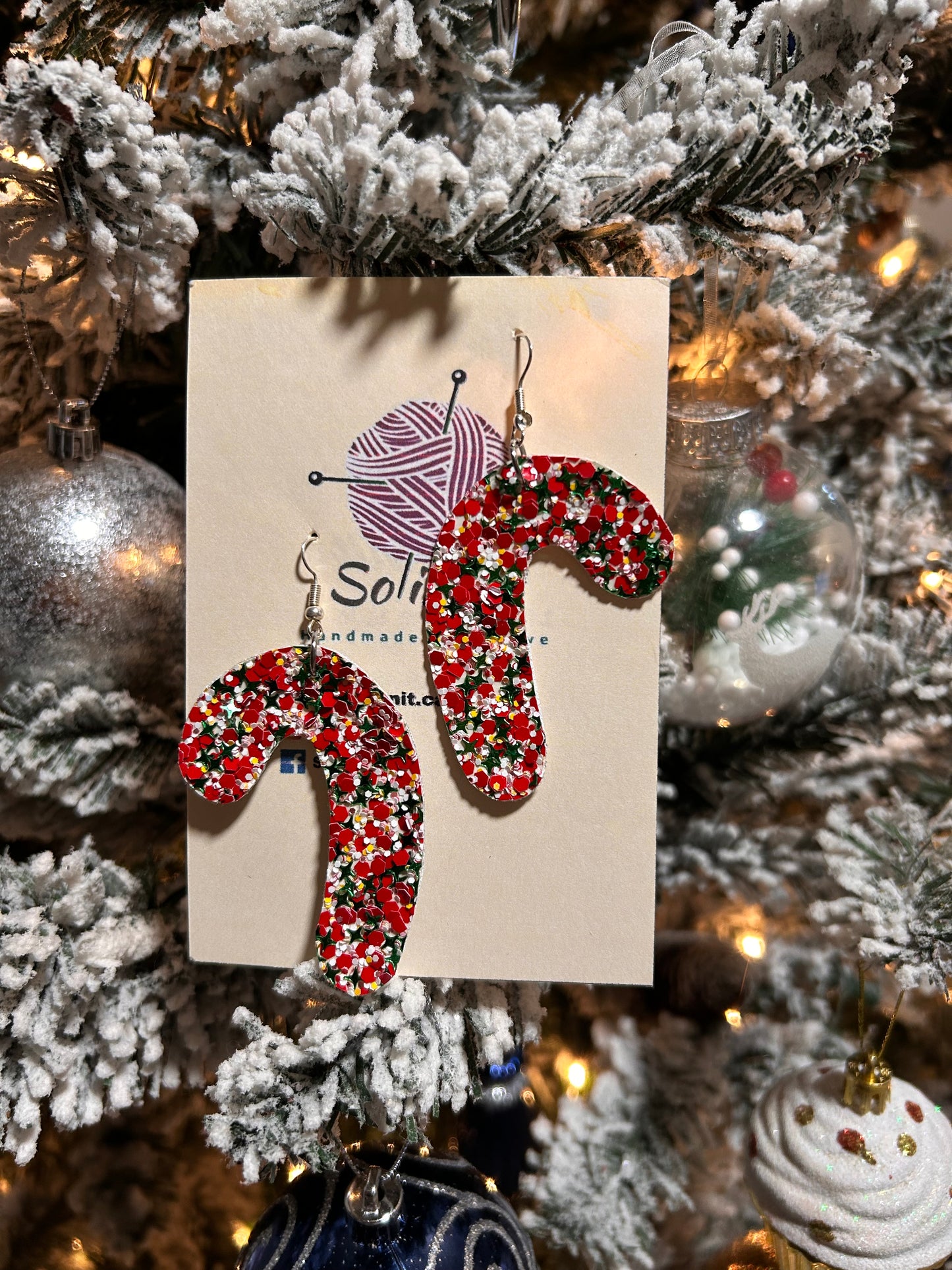Candy cane leather earrings