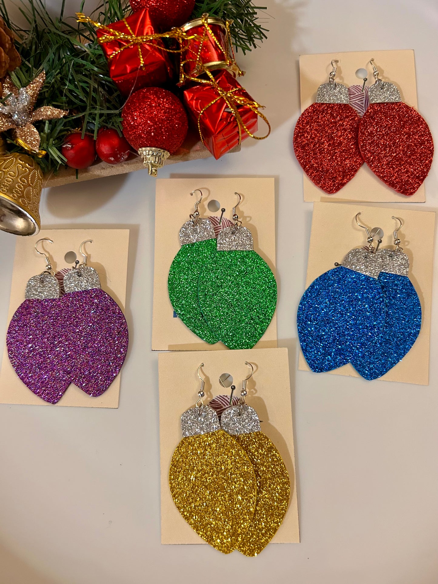 Light bulbs leather earrings