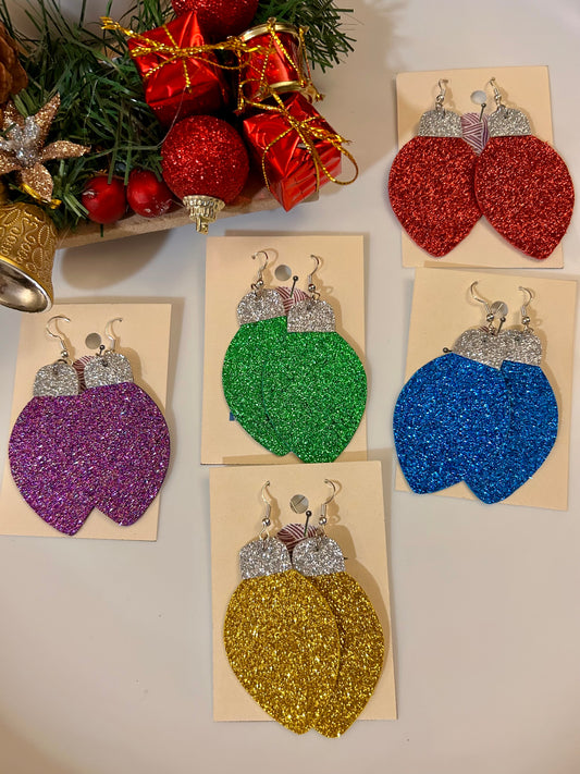 Light bulbs leather earrings