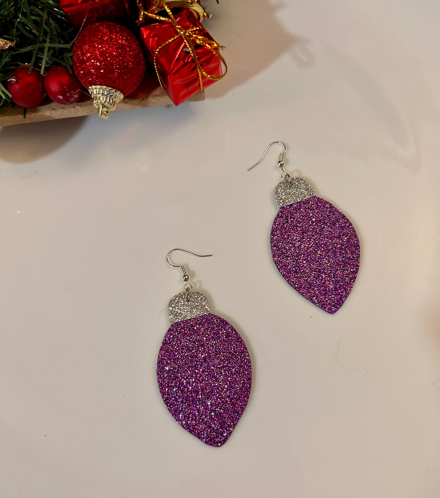 Light bulbs leather earrings