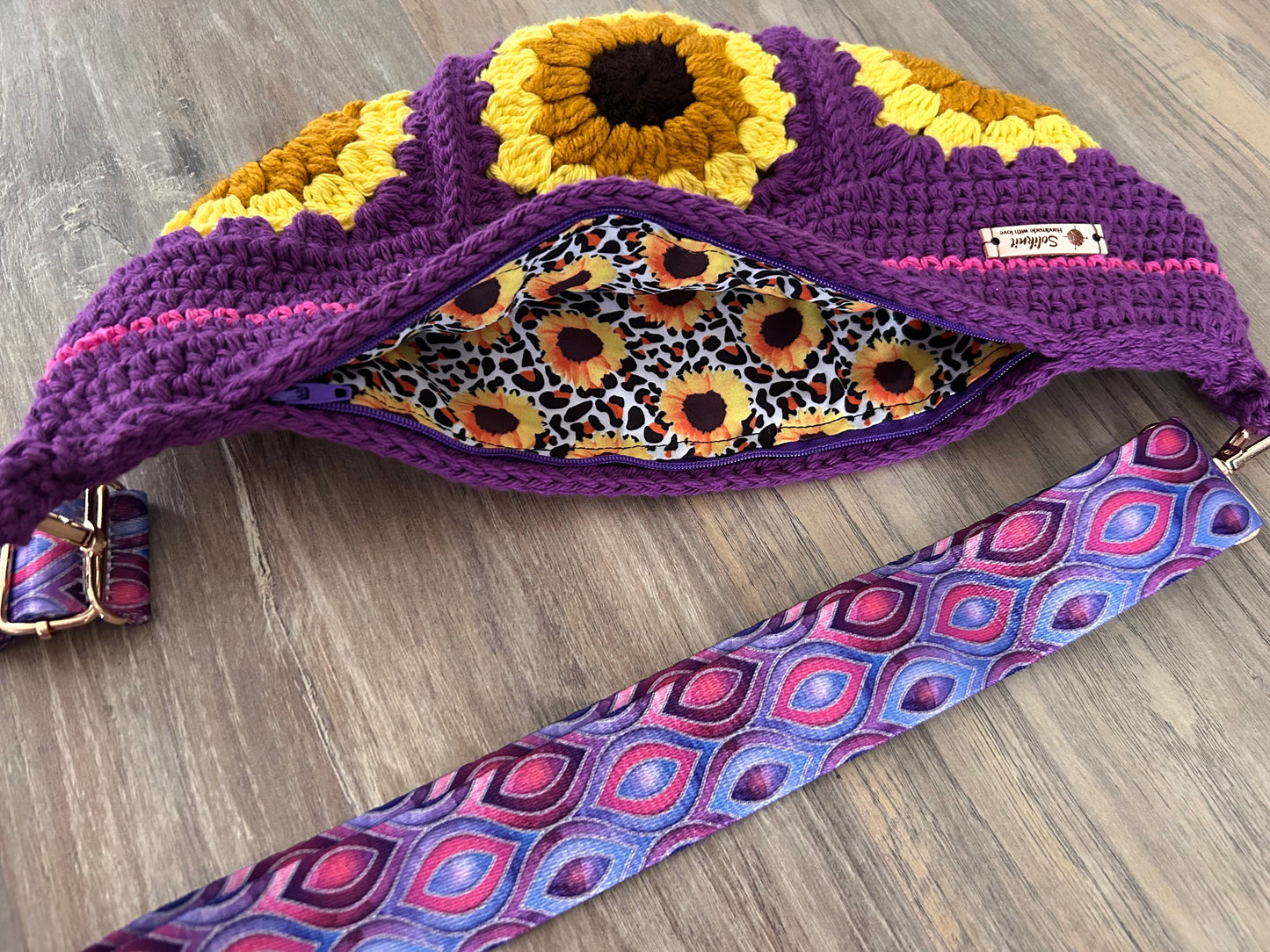 Crochet Sunflower crossbody bag