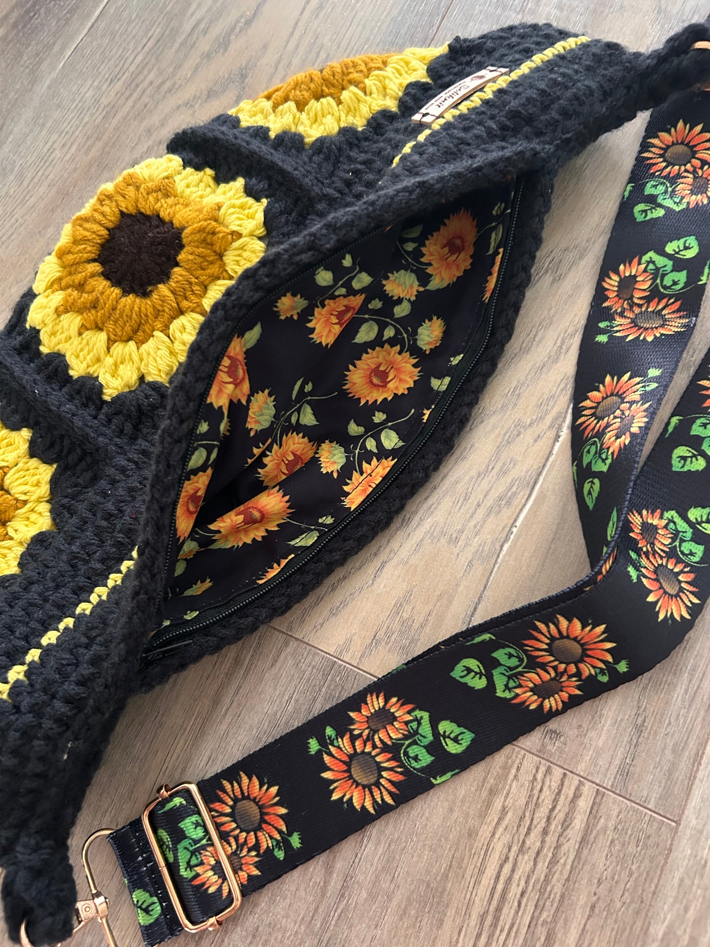 Crochet Sunflower crossbody bag