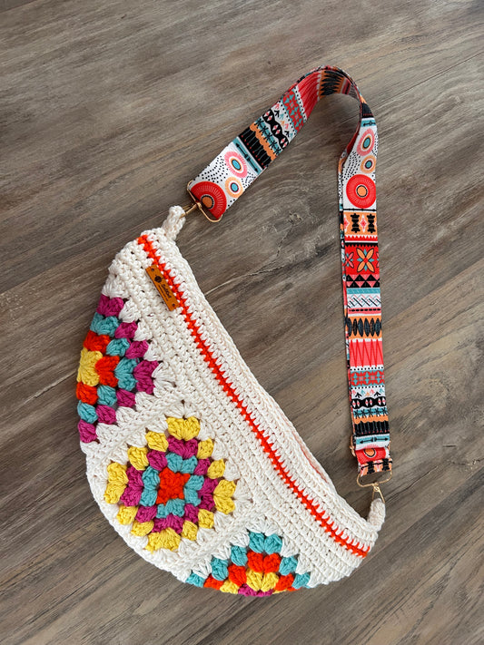Crochet granny squares crossbody bag