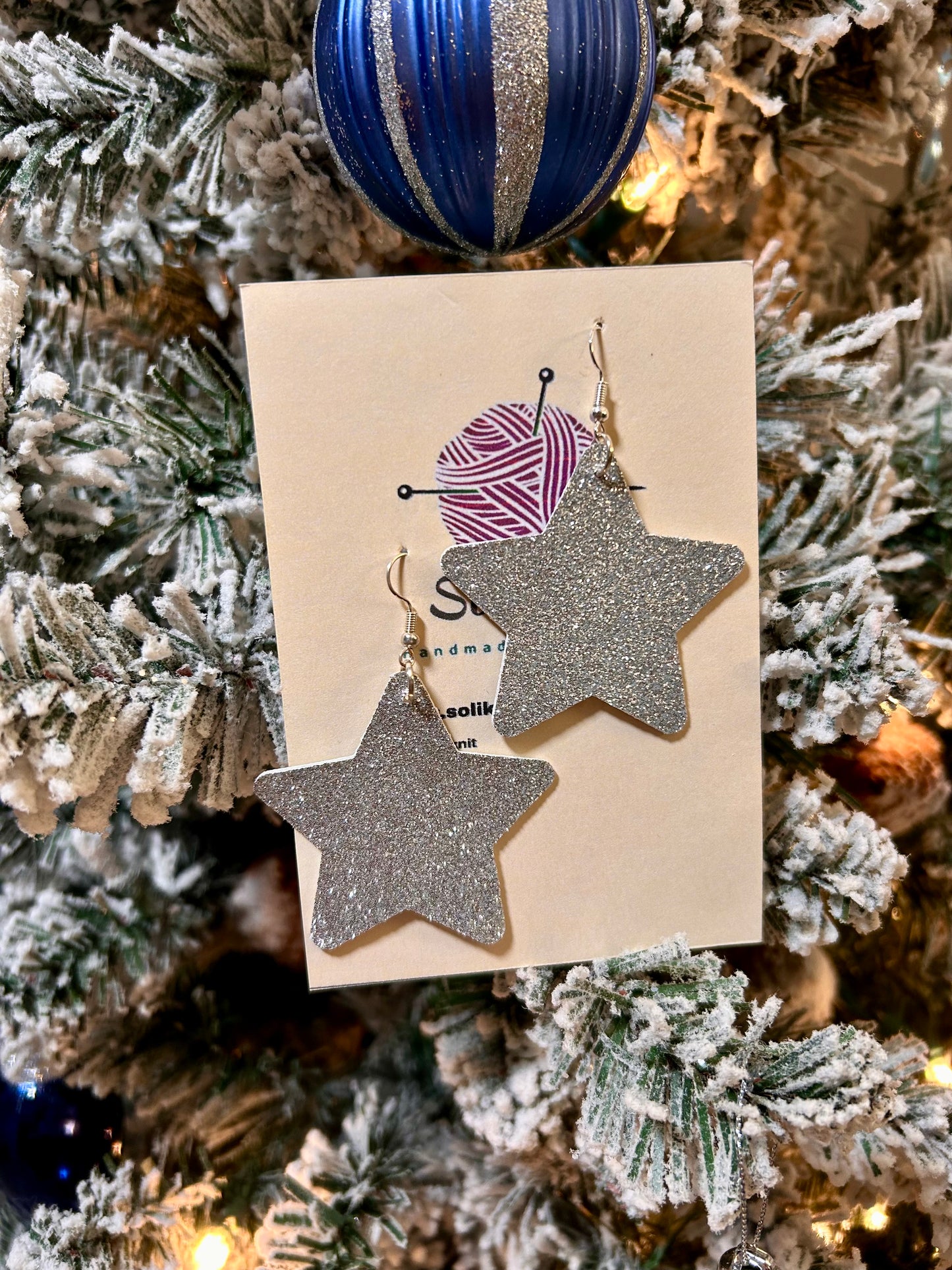 Glitter Star earrings (silver)