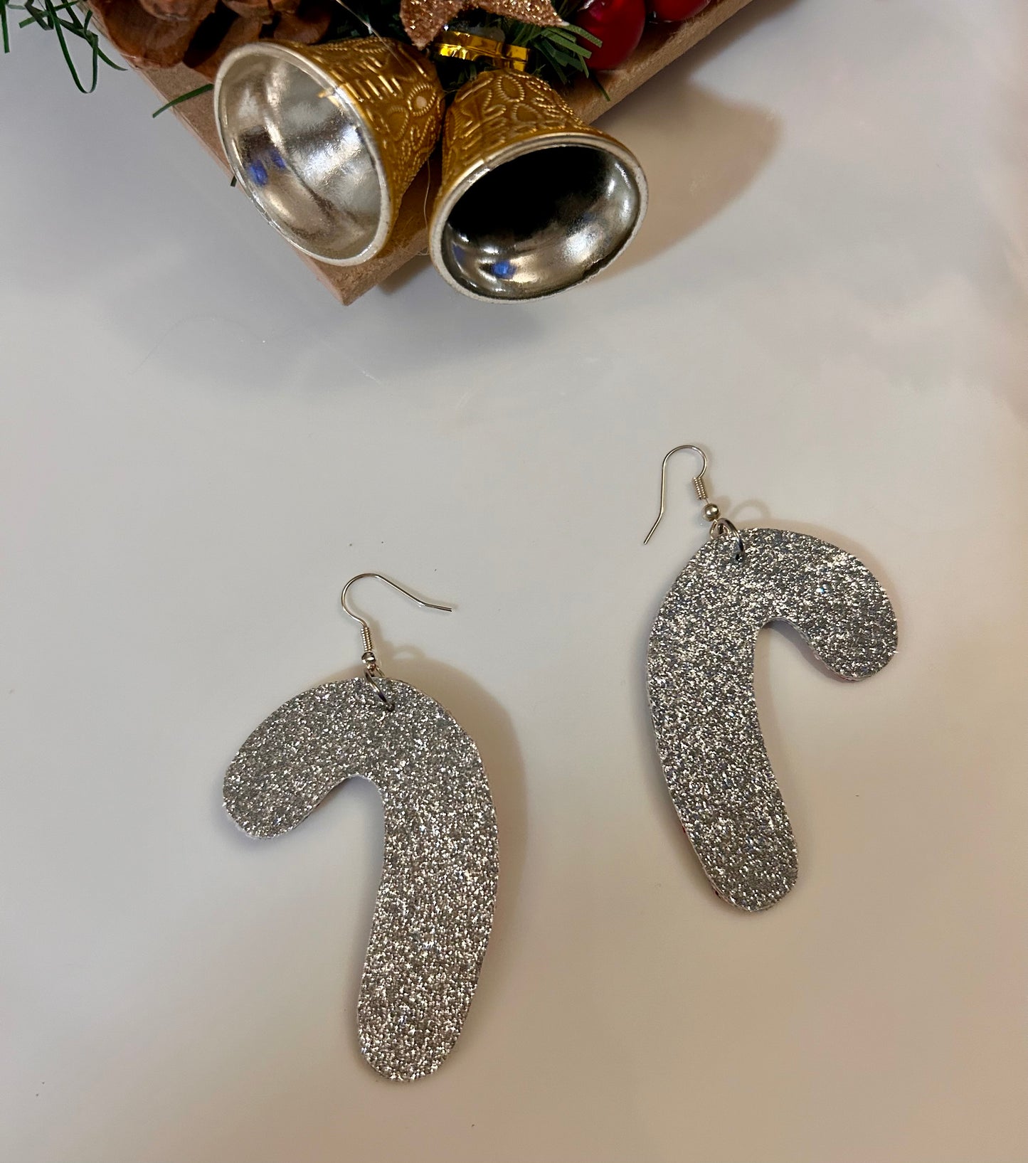Candy cane leather earrings