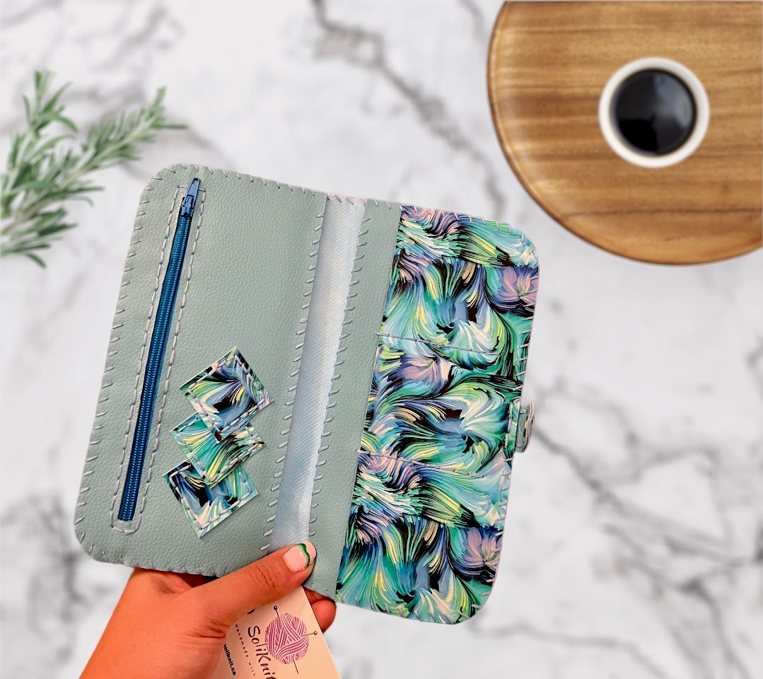 Woman leather wallet (blue abstract)