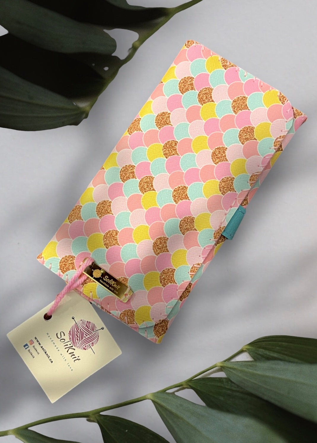 Woman leather three-part wallet ( rainbow pink)