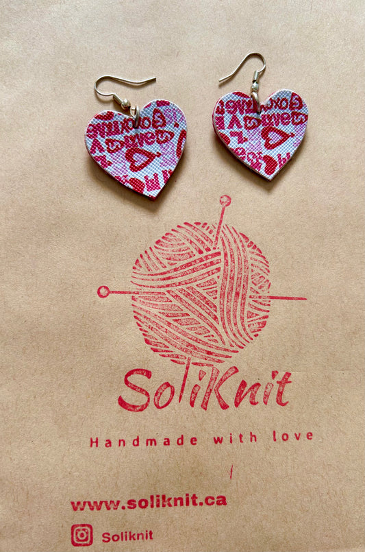 Red love leather earrings