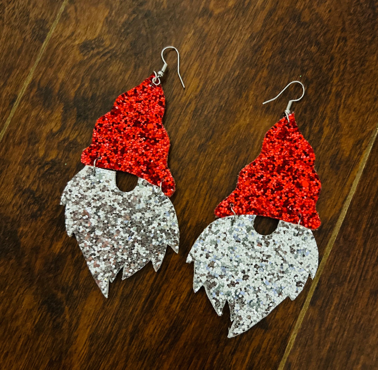 Glitter gnome leather earrings