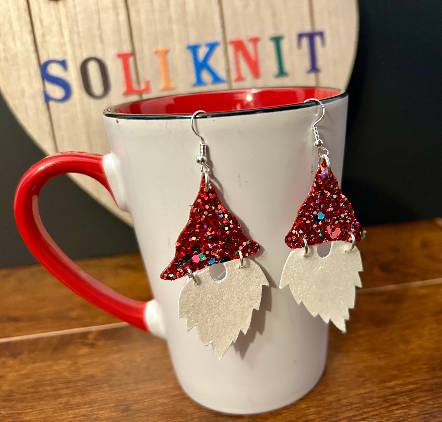 gnome leather earrings