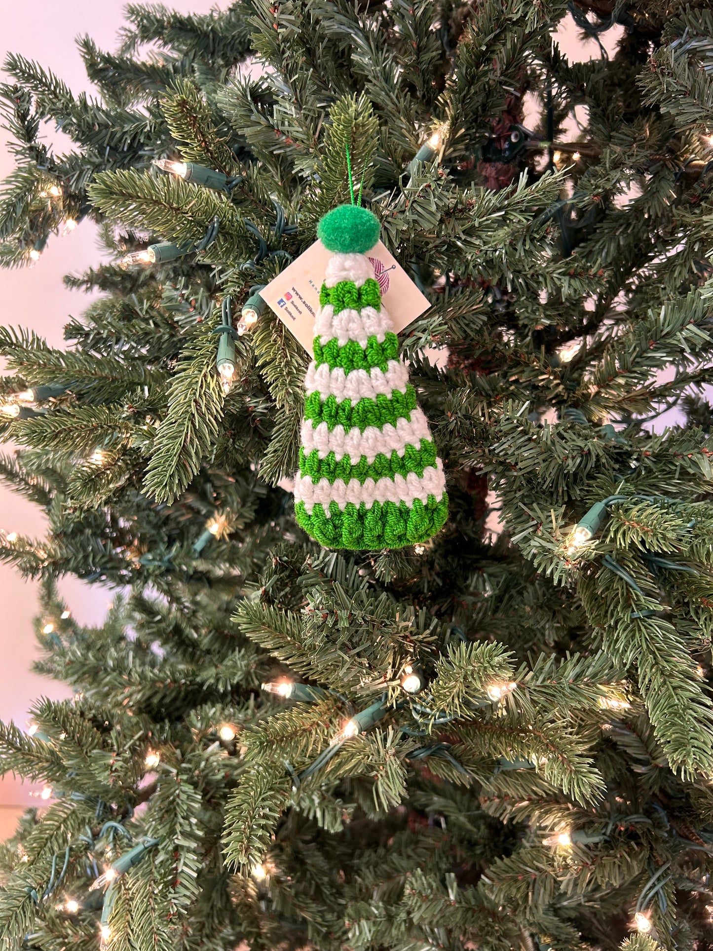 Green and white elf Hat ornament