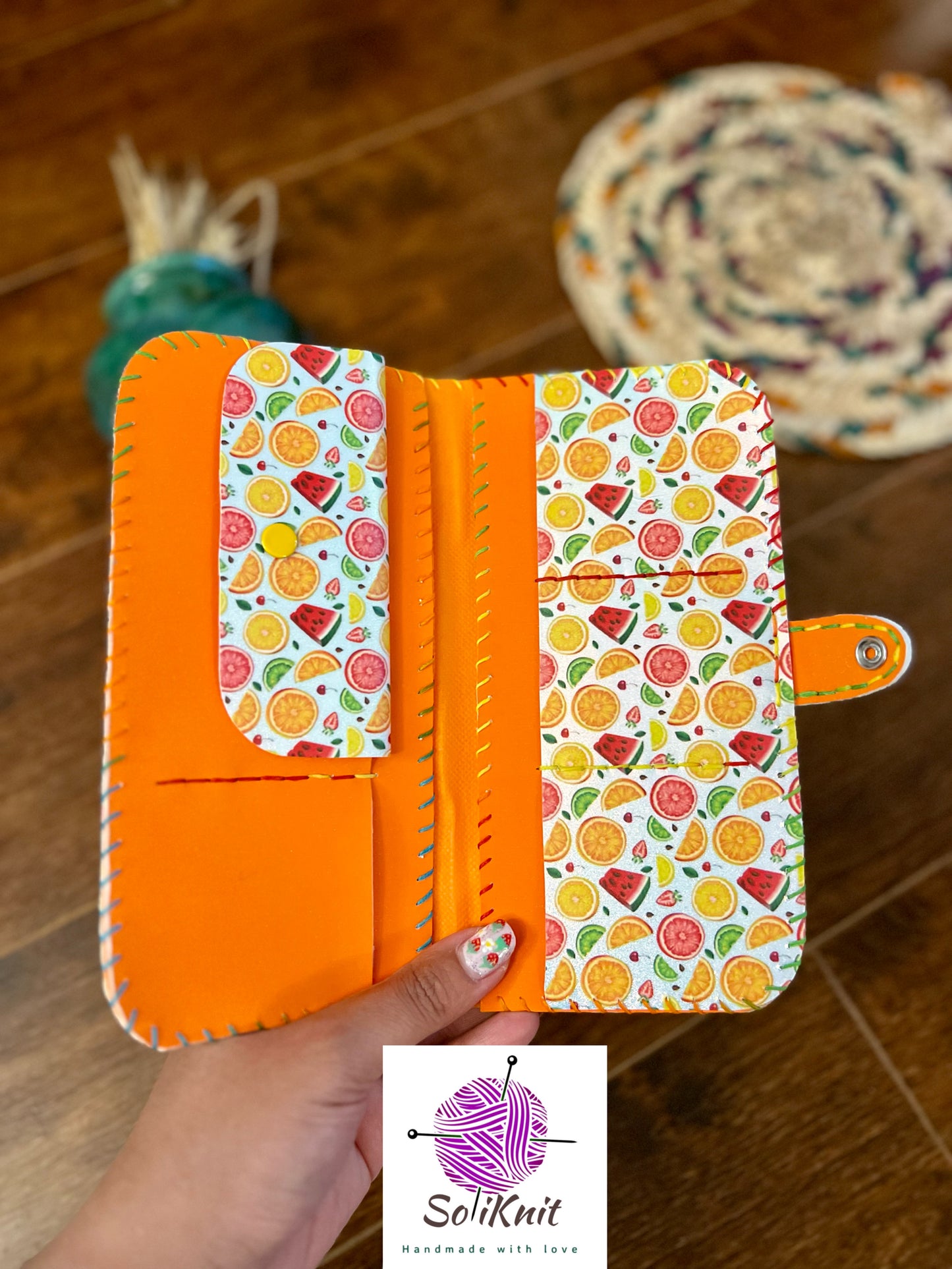 Woman leather wallet (orange summer)