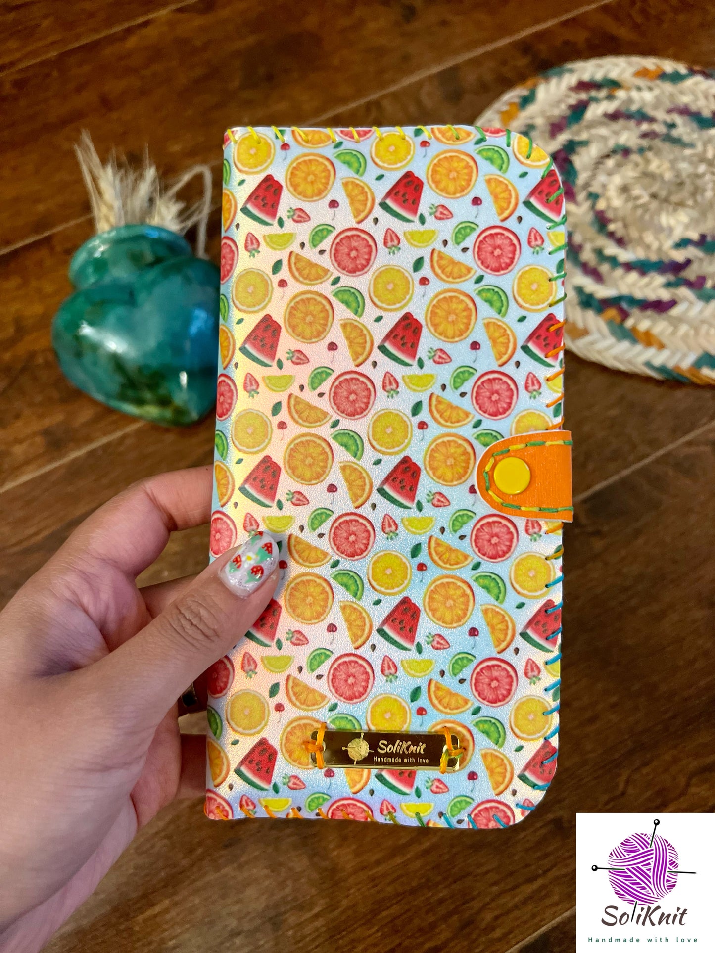 Woman leather wallet (orange summer)