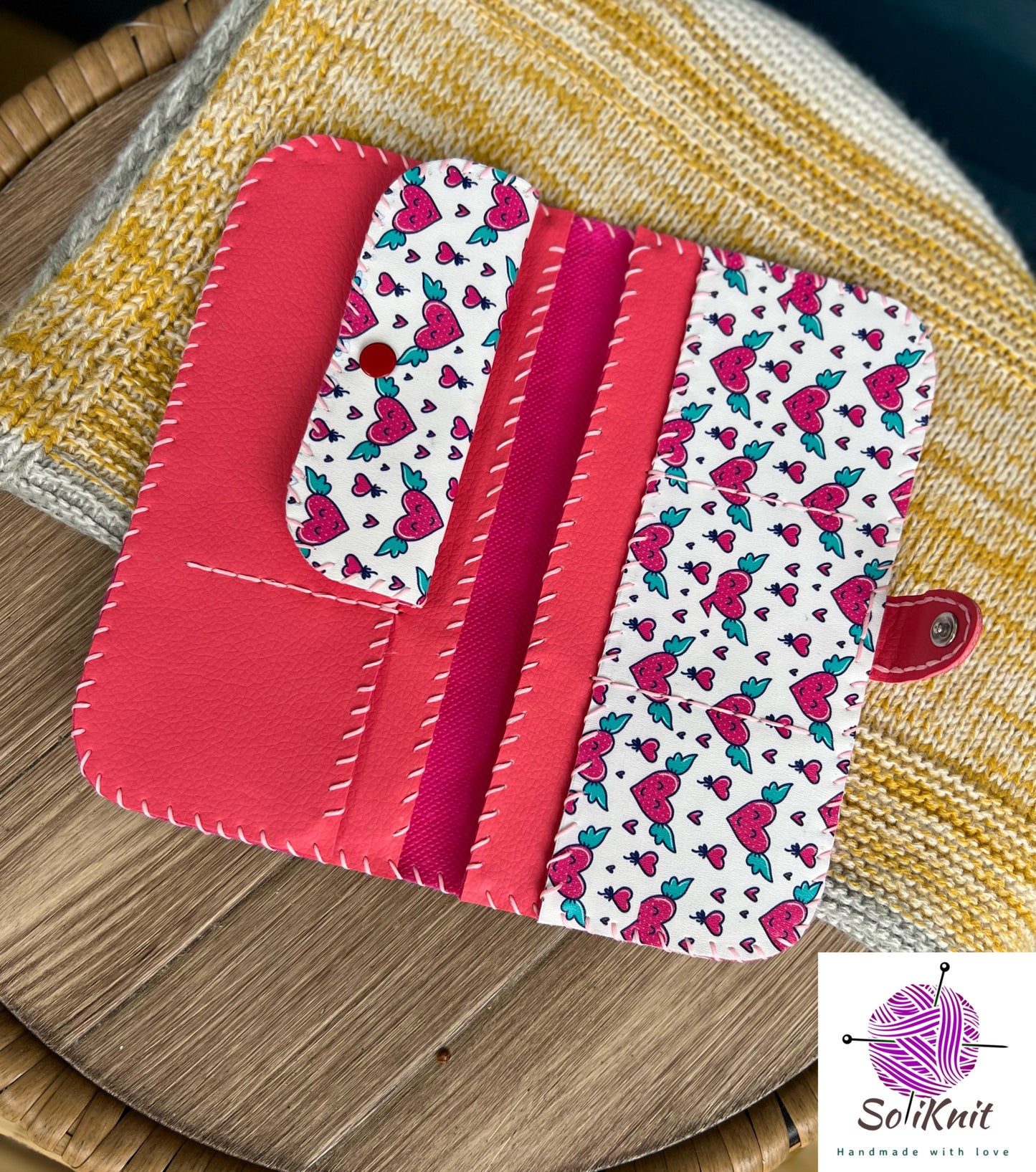 Woman leather wallet ( happy heart)