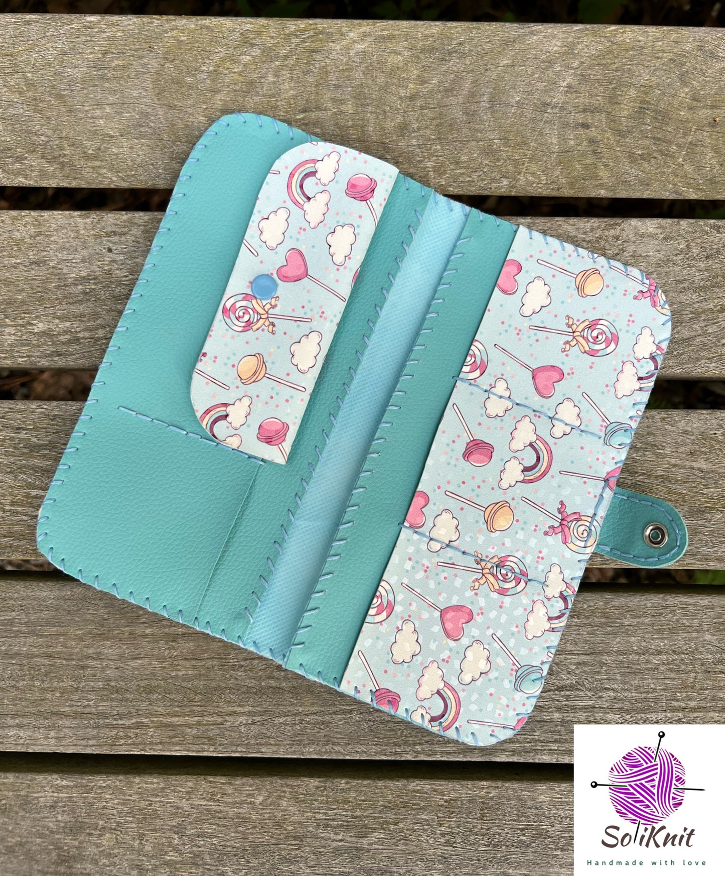 Woman leather wallet ( light blue candy)