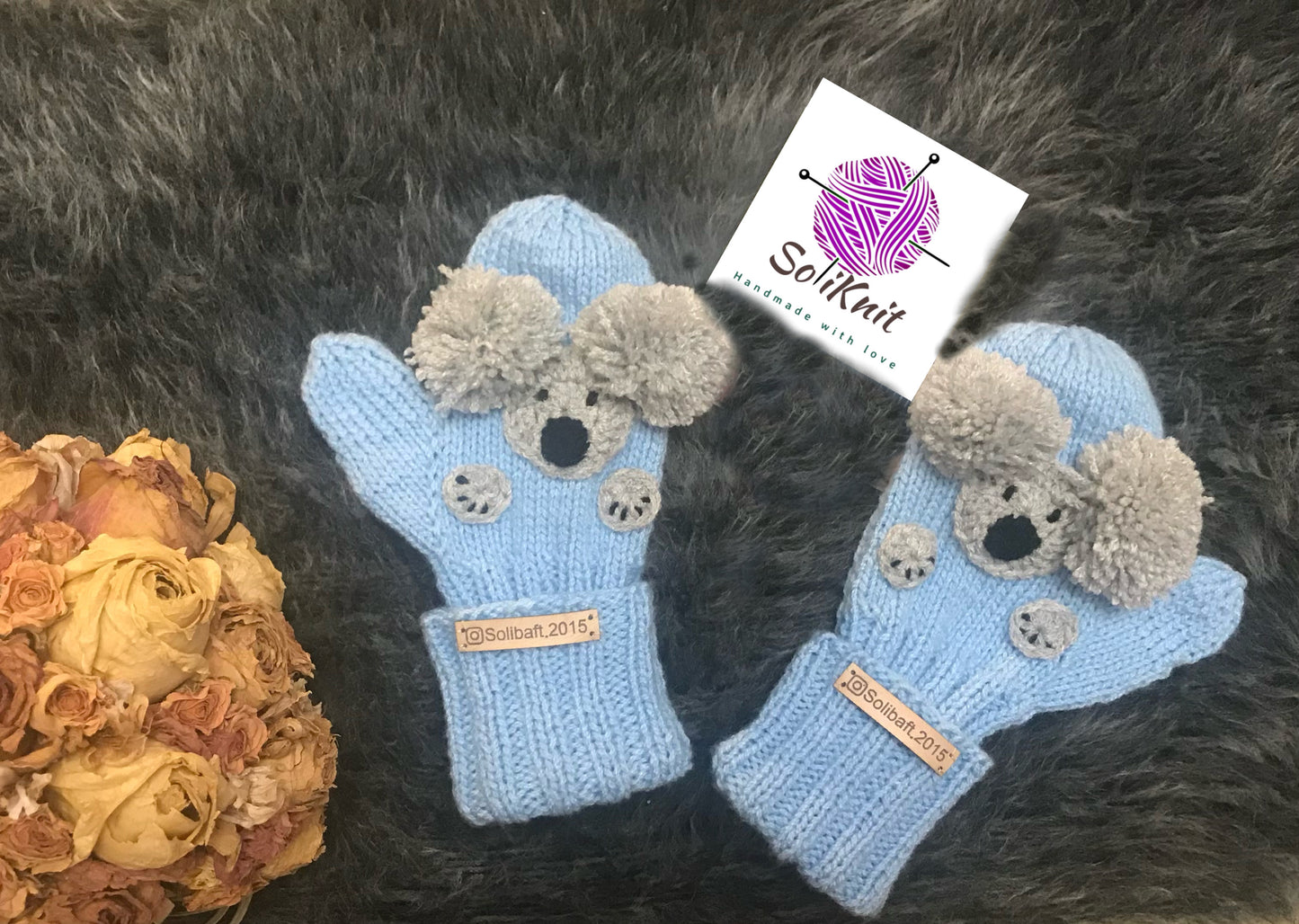 Koala bear hat and mittens