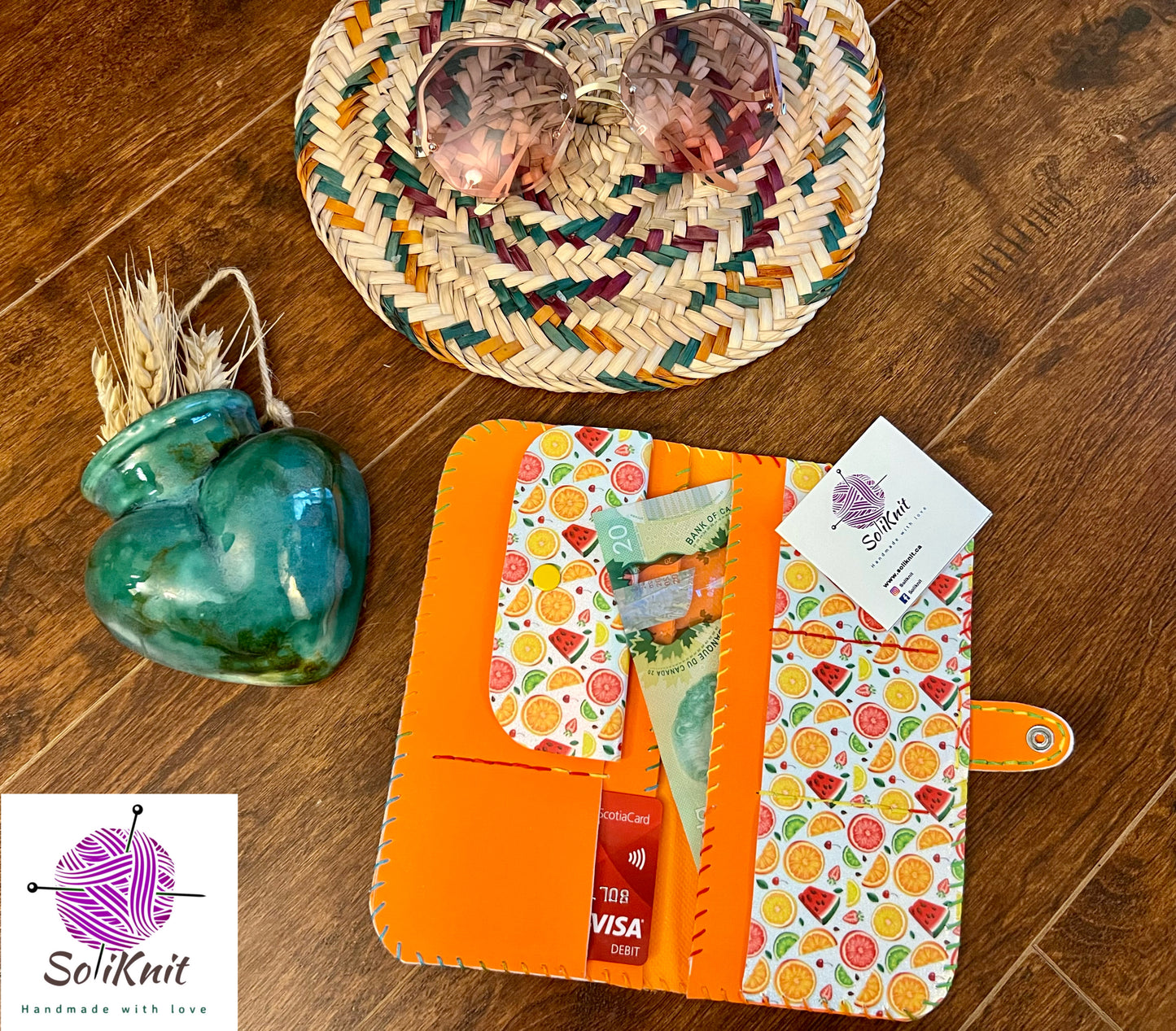 Woman leather wallet (orange summer)